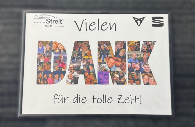 Abschiedsbild Bernd Faulstich mit einer Bildcollage "Danke"
